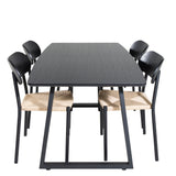 Inca Extentiontable - Černá horní deska / černé nohy + Jídelní židle Polly - Černá / Nature _4