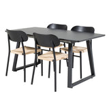 Inca Extentiontable - Černá horní deska / černé nohy + Jídelní židle Polly - Černá / Nature _4