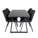 Inca Extentiontable - Černá top / černá Nohy+Gemma Jídelní židle - Černé nohy - Black Fabric_4