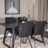 Inca Extentiontable - Černá top / černá Nohy+Gemma Jídelní židle - Černé nohy - Black Fabric_4