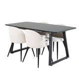 Rozšiřitelný Inca - černý top / černé nohy + sametová jídelní židle manšestr - béžová / černá_4