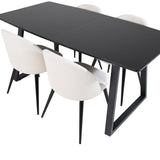 Rozšiřitelný Inca - černý top / černé nohy + sametová jídelní židle manšestr - béžová / černá_4