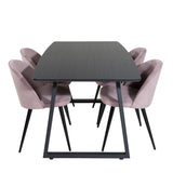 Inca Extentiontable - Černá top / černá Nohy+Velvet Jídelní židle Manšestr - Růžová / Černá_4