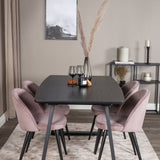 Inca Extentiontable - Černá top / černá Nohy+Velvet Jídelní židle Manšestr - Růžová / Černá_4