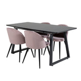Inca Extentiontable - Černá top / černá Nohy+Velvet Jídelní židle Manšestr - Růžová / Černá_4