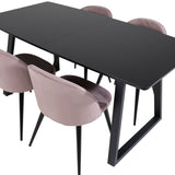 Inca Extentiontable - Černá top / černá Nohy+Velvet Jídelní židle Manšestr - Růžová / Černá_4