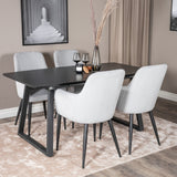 Rozšiřitelný Inca - černý vrch / černé nohy + komfortní jídelní židle - černé nohy / světle šedý manšestr _4