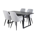 Rozšiřitelný Inca - černý vrch / černé nohy + komfortní jídelní židle - černé nohy / světle šedý manšestr _4