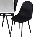 Estelle Jídelní stůl 200*90*H76 – Bílá / Černá+Polární jídelní židle – Černé nohy – Černá Fabric_6