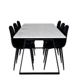 Estelle Jídelní stůl 200*90*H76 - Bílá / Černá + Polar Diamond Jídelní židle - Černé nohy - Black Velvet_6