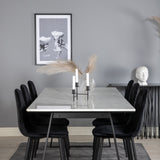 Estelle Jídelní stůl 200*90*H76 - Bílá / Černá + Polar Diamond Jídelní židle - Černé nohy - Black Velvet_6
