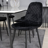 Estelle Jídelní stůl 200*90*H76 - Bílá / Černá + Polar Diamond Jídelní židle - Černé nohy - Black Velvet_6