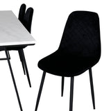 Estelle Jídelní stůl 200*90*H76 - Bílá / Černá + Polar Diamond Jídelní židle - Černé nohy - Black Velvet_6