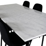 Estelle Jídelní stůl 200*90*H76 - Bílá / Černá + Polar Diamond Jídelní židle - Černé nohy - Black Velvet_6