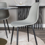 Estelle kulatý jídelní stůl ø106 H75 - černá / mosaz+polární plastová jídelní židle - černé nohy / šedý plast_4