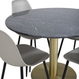 Estelle kulatý jídelní stůl ø106 H75 - černá / mosaz+polární plastová jídelní židle - černé nohy / šedý plast_4