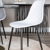 Estelle kulatý jídelní stůl ø106 H75 - černá / mosaz+polární plastová jídelní židle - černé nohy / bílý plast_4