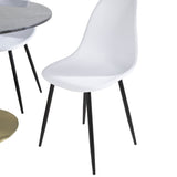 Estelle kulatý jídelní stůl ø106 H75 - černá / mosaz+polární plastová jídelní židle - černé nohy / bílý plast_4