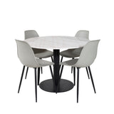 Kulatý jídelní stůl Estelle ø106 H75 - Bílá / Černá+Polar Plastová jídelní židle - Černé nohy / Šedá Plast_4
