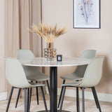 Kulatý jídelní stůl Estelle ø106 H75 - Bílá / Černá+Polar Plastová jídelní židle - Černé nohy / Šedá Plast_4