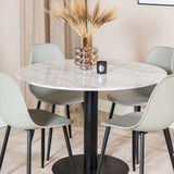 Kulatý jídelní stůl Estelle ø106 H75 - Bílá / Černá+Polar Plastová jídelní židle - Černé nohy / Šedá Plast_4