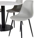 Kulatý jídelní stůl Estelle ø106 H75 - Bílá / Černá+Polar Plastová jídelní židle - Černé nohy / Šedá Plast_4