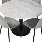Kulatý jídelní stůl Estelle ø106 H75 - Bílá / Černá+Polar Plastová jídelní židle - Černé nohy / Šedá Plast_4