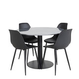 Estelle kulatý jídelní stůl ø106 H75 - černá / černá + plastová jídelní židle Polar - černé nohy / černý plast_4