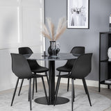 Estelle kulatý jídelní stůl ø106 H75 - černá / černá + plastová jídelní židle Polar - černé nohy / černý plast_4