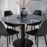 Estelle kulatý jídelní stůl ø106 H75 - černá / černá + plastová jídelní židle Polar - černé nohy / černý plast_4