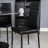 Estelle kulatý jídelní stůl ø106 H75 - černá / černá + štíhlá jídelní židle s vysokým opěradlem - černé nohy - černá PU_4