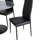 Estelle kulatý jídelní stůl ø106 H75 - černá / černá + štíhlá jídelní židle s vysokým opěradlem - černé nohy - černá PU_4