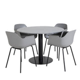 Estelle kulatý jídelní stůl ø106 H75 - černá / černá + pohodlná plastová jídelní židle - černé nohy - šedý plast_4