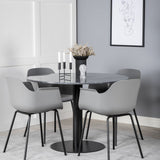 Estelle kulatý jídelní stůl ø106 H75 - černá / černá + pohodlná plastová jídelní židle - černé nohy - šedý plast_4