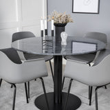 Estelle kulatý jídelní stůl ø106 H75 - černá / černá + pohodlná plastová jídelní židle - černé nohy - šedý plast_4