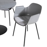 Estelle kulatý jídelní stůl ø106 H75 - černá / černá + pohodlná plastová jídelní židle - černé nohy - šedý plast_4