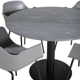 Estelle kulatý jídelní stůl ø106 H75 - černá / černá + pohodlná plastová jídelní židle - černé nohy - šedý plast_4