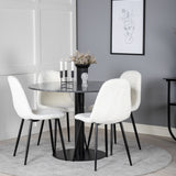 Kulatý jídelní stůl Estelle ø106 H75 - Černá / Černá + Polar Fluff Jídelní židle - Černé nohy - White Teddy _4