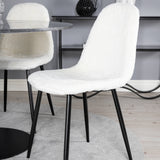 Kulatý jídelní stůl Estelle ø106 H75 - Černá / Černá + Polar Fluff Jídelní židle - Černé nohy - White Teddy _4