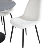 Kulatý jídelní stůl Estelle ø106 H75 - Černá / Černá + Polar Fluff Jídelní židle - Černé nohy - White Teddy _4