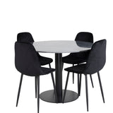 Kulatý jídelní stůl Estelle ø106 H75 - Černá / Černá + Polar Diamond Jídelní židle - Černé nohy - Black Velvet_4