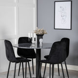 Kulatý jídelní stůl Estelle ø106 H75 - Černá / Černá + Polar Diamond Jídelní židle - Černé nohy - Black Velvet_4