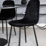 Kulatý jídelní stůl Estelle ø106 H75 - Černá / Černá + Polar Diamond Jídelní židle - Černé nohy - Black Velvet_4