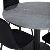 Kulatý jídelní stůl Estelle ø106 H75 - Černá / Černá + Polar Diamond Jídelní židle - Černé nohy - Black Velvet_4