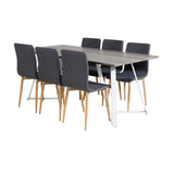 Jídelní stůl Marina - šedý "dub" / bílé nohy + Windu Matstol - Ek-Look / Mörkgrå _6