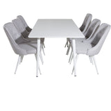 Jídelní stůl Polar 180 cm - Bílá deska / Bílé nohy+Velvet Deluxe Jídelní židle -