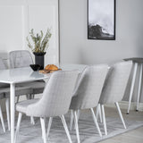 Jídelní stůl Polar 180 cm - Bílá deska / Bílé nohy+Velvet Deluxe Jídelní židle -