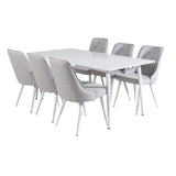 Jídelní stůl Polar 180 cm - Bílá deska / Bílé nohy+Velvet Deluxe Jídelní židle -
