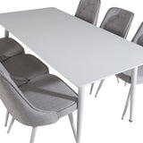 Jídelní stůl Polar 180 cm - Bílá deska / Bílé nohy+Velvet Deluxe Jídelní židle -