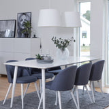 Jídelní stůl Polar 180 cm - bílá deska / bílé nohy + sametová jídelní židle - bílá